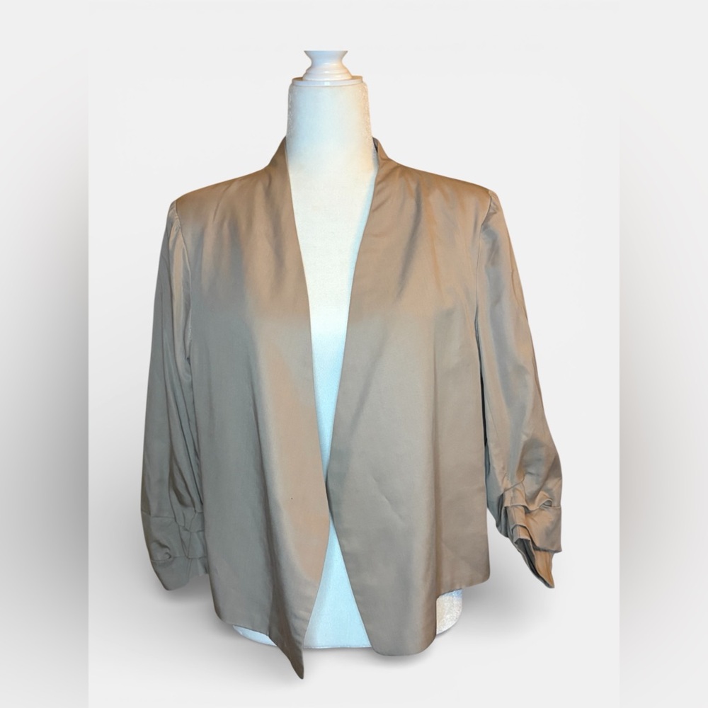 Tan Blazer with Rolled Sleeves